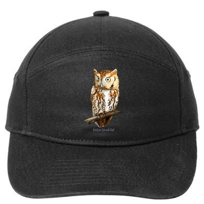 Screech Owl Graphic Birder Wildlife Bird Watching 7-Panel Snapback Hat
