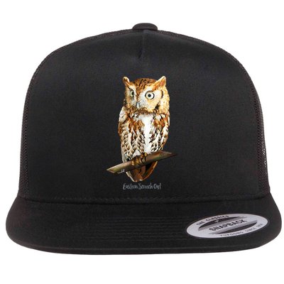 Screech Owl Graphic Birder Wildlife Bird Watching Flatbill Hat