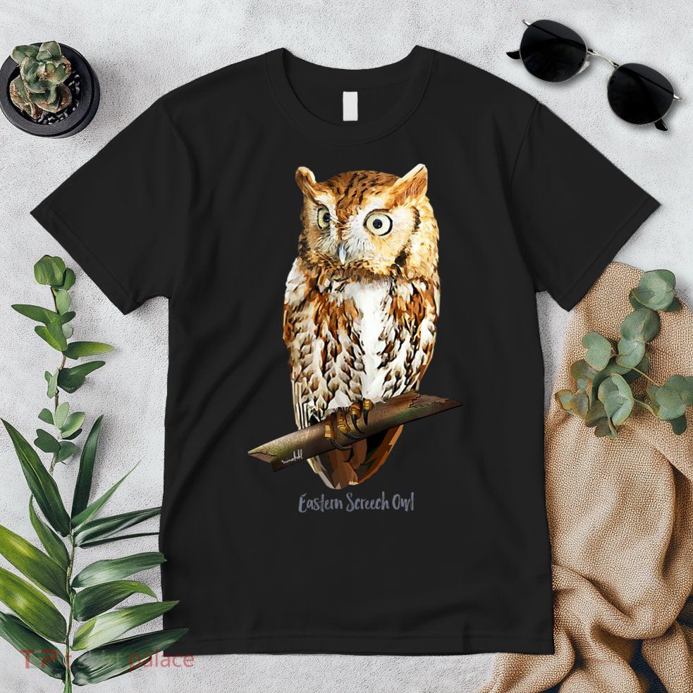 Screech Owl Graphic Birder Wildlife Bird Watching Premium T-Shirt