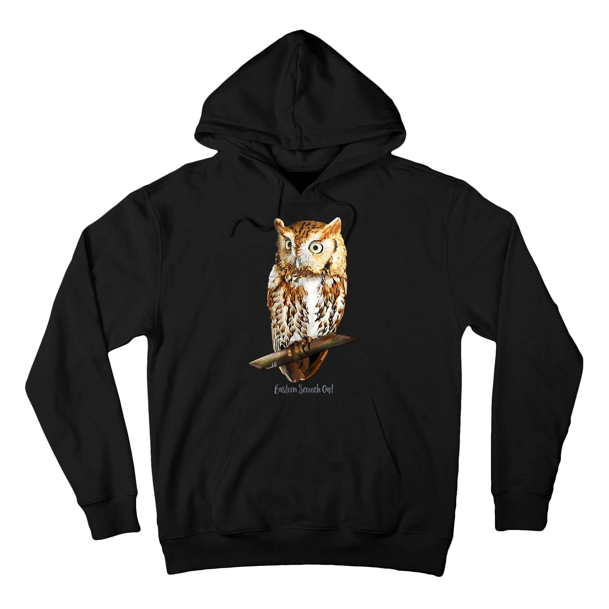 Screech Owl Graphic Birder Wildlife Bird Watching Tall Hoodie