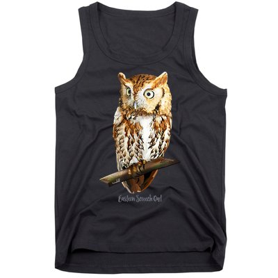 Screech Owl Graphic Birder Wildlife Bird Watching Tank Top