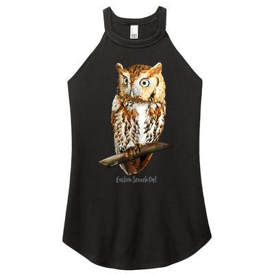 Screech Owl Graphic Birder Wildlife Bird Watching Women's Perfect Tri Rocker Tank