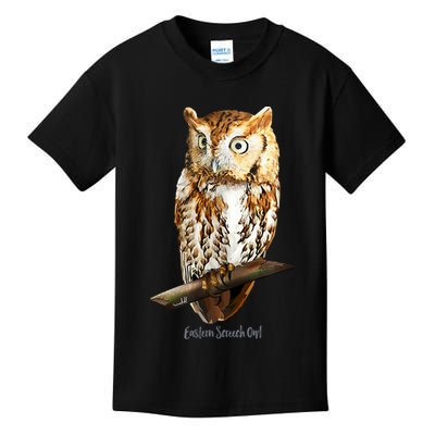 Screech Owl Graphic Birder Wildlife Bird Watching Kids T-Shirt