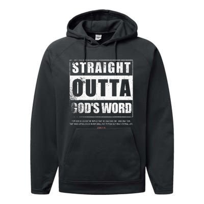 Straight Outta Gods Word John 3 16 Jesus Christian Performance Fleece Hoodie