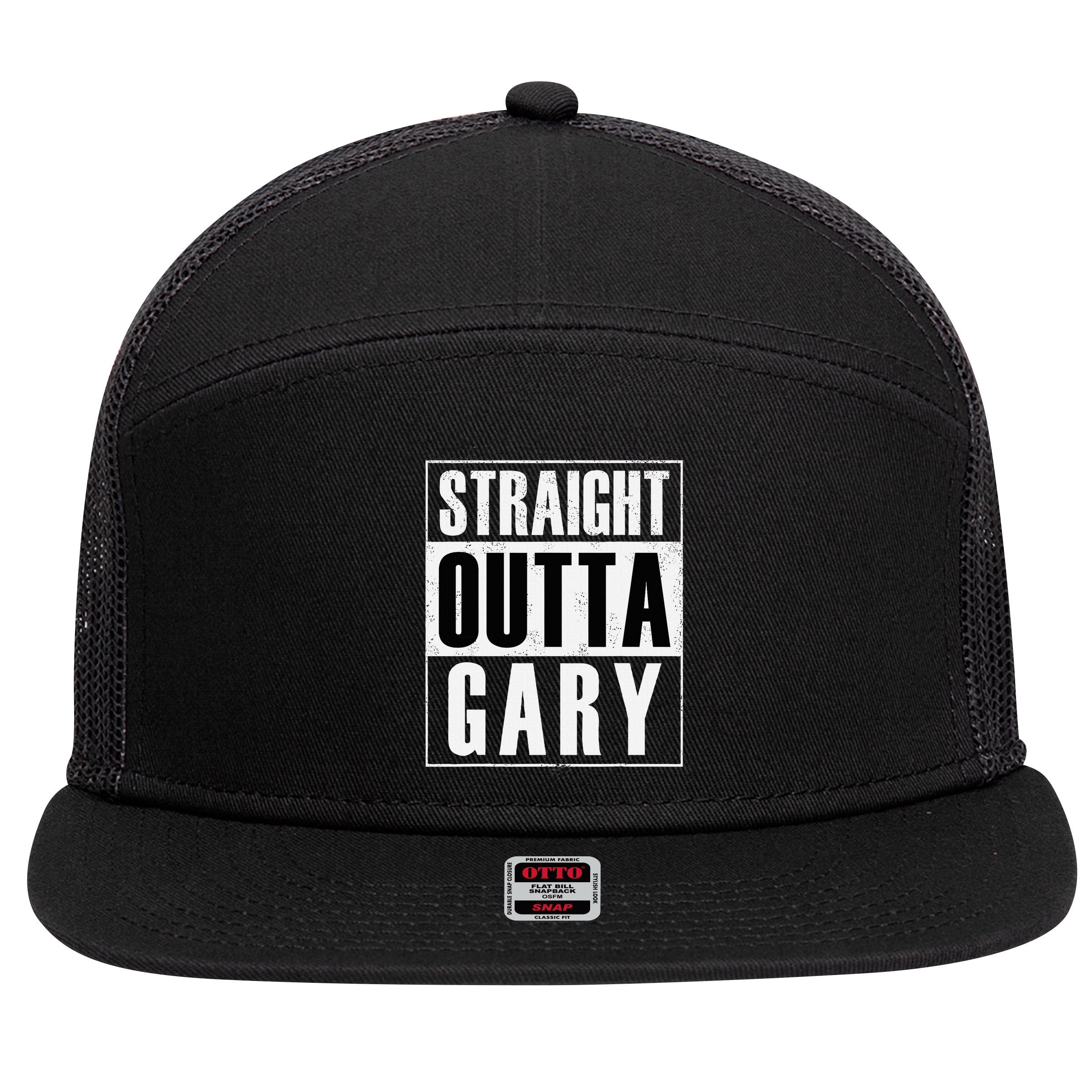 Straight Outta Gary Indiana And In Funny 7 Panel Mesh Trucker Snapback Hat