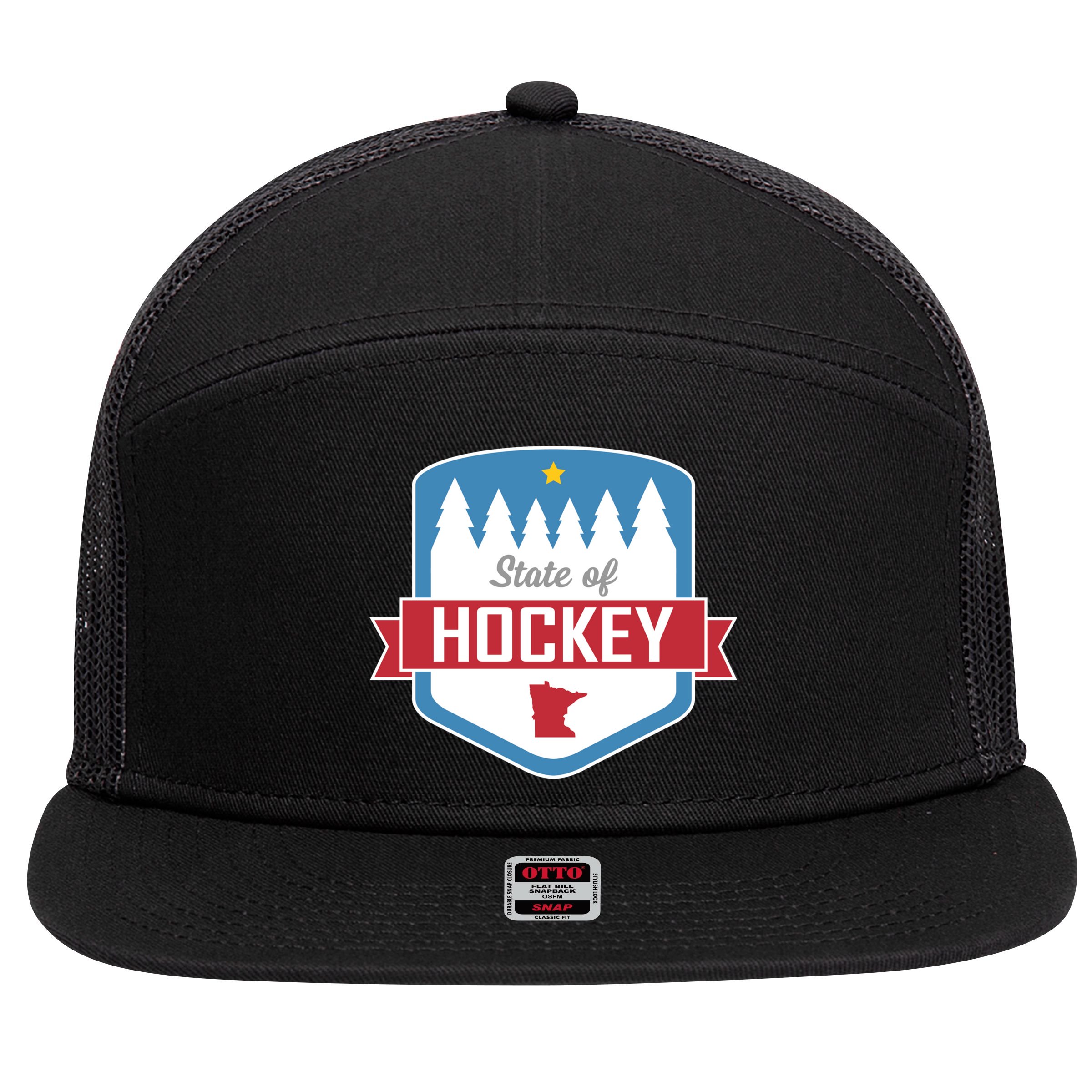 State Of Hockey Minnesota 7 Panel Mesh Trucker Snapback Hat