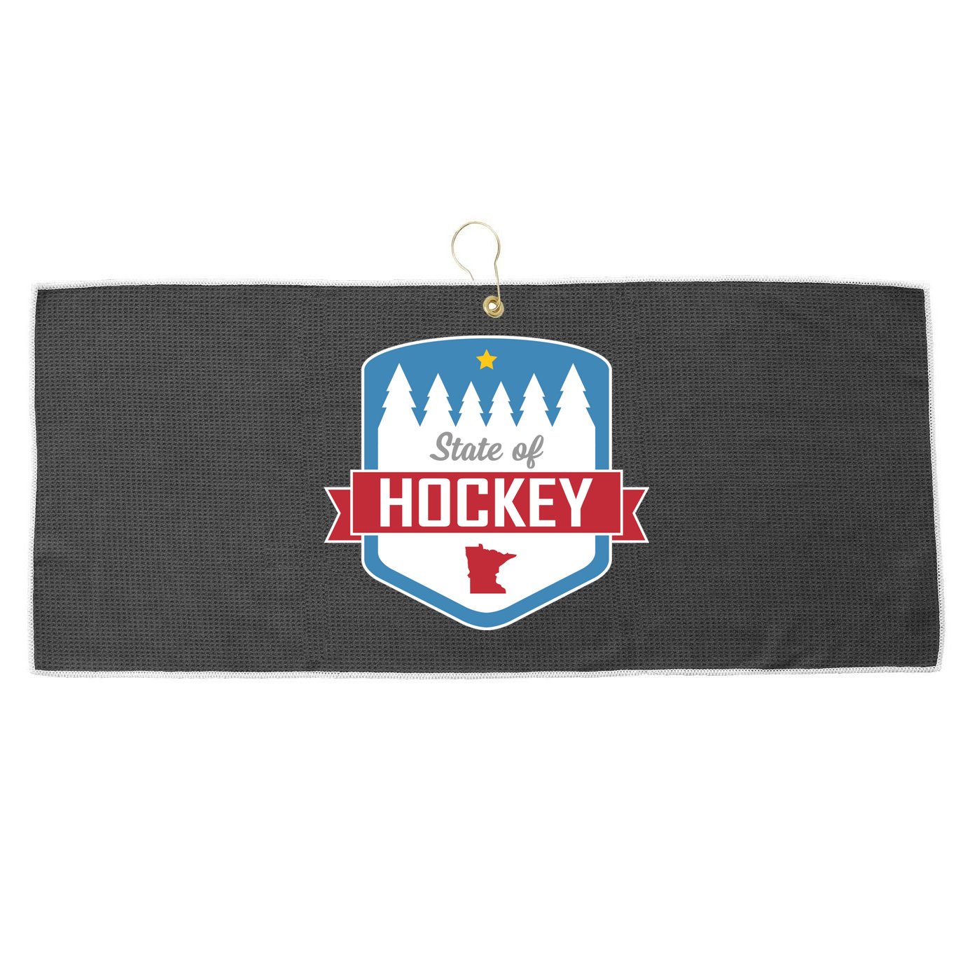State Of Hockey Minnesota Large Microfiber Waffle Golf Towel