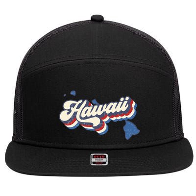State Of Hawaii Retro Logo 7 Panel Mesh Trucker Snapback Hat