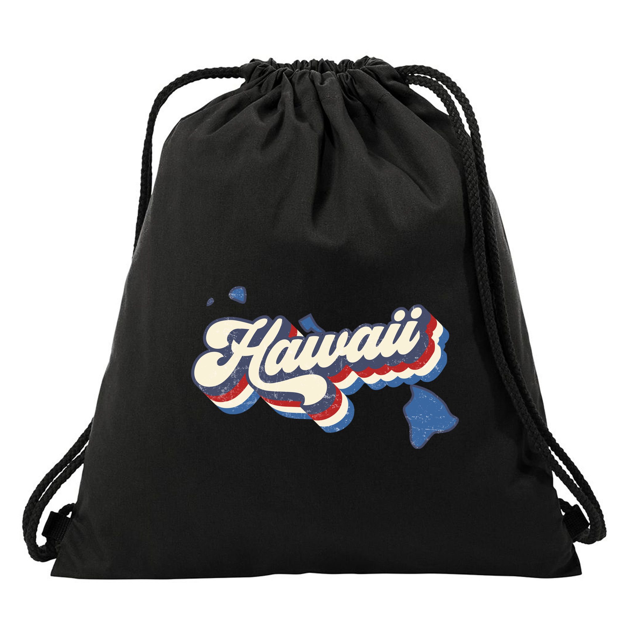 State Of Hawaii Retro Logo Drawstring Bag