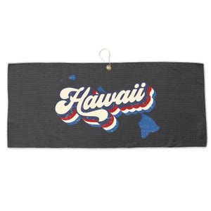 State Of Hawaii Retro Logo Large Microfiber Waffle Golf Towel