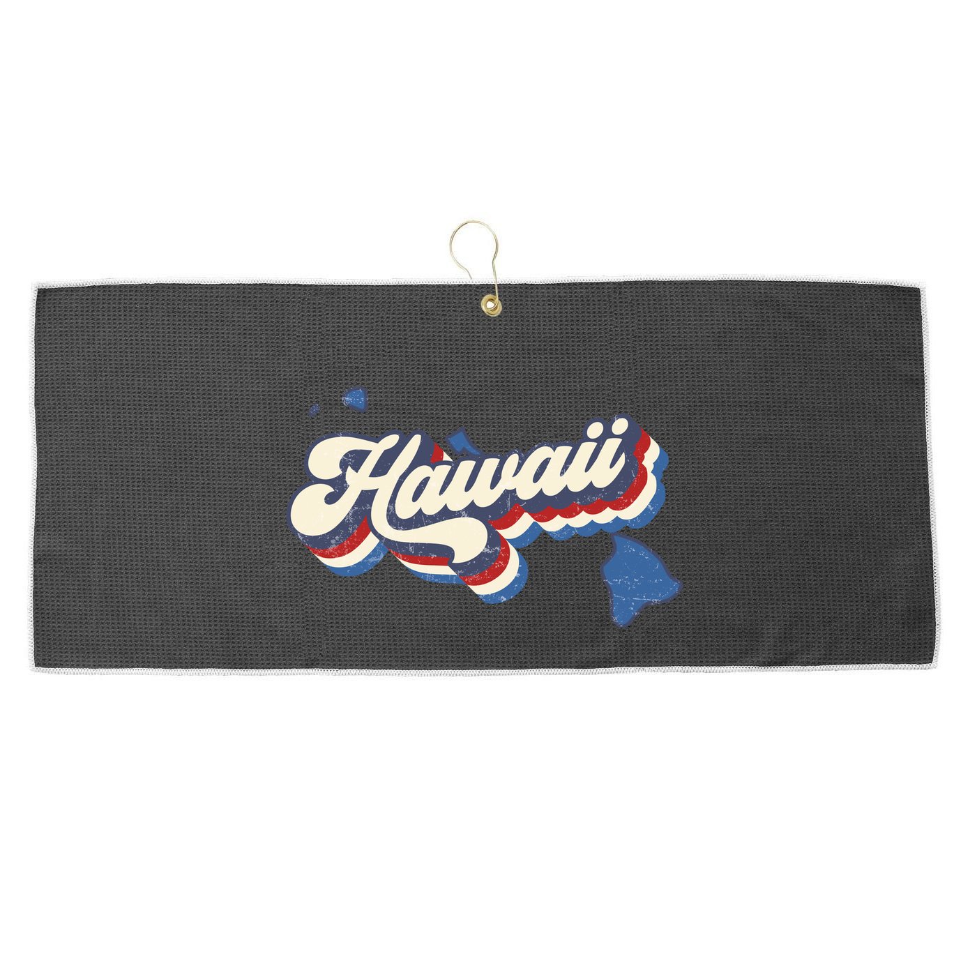 State Of Hawaii Retro Logo Large Microfiber Waffle Golf Towel
