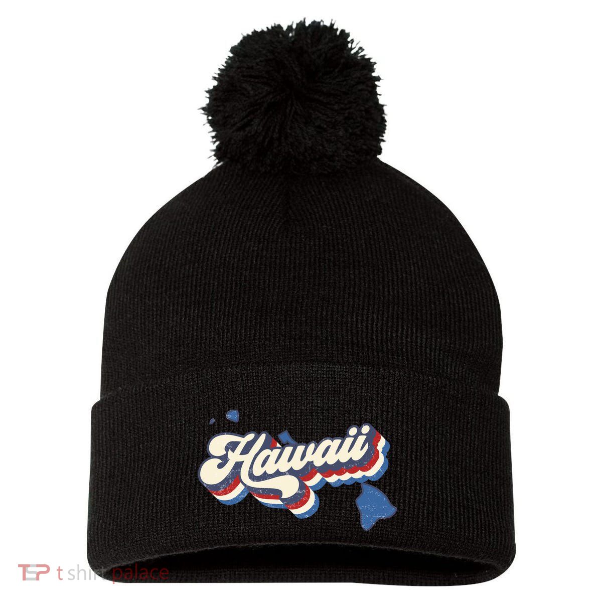State Of Hawaii Retro Logo Pom Pom 12in Knit Beanie