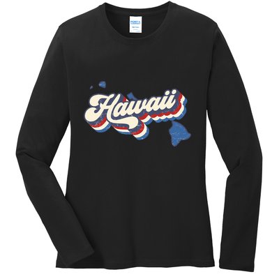 State Of Hawaii Retro Logo Ladies Long Sleeve Shirt