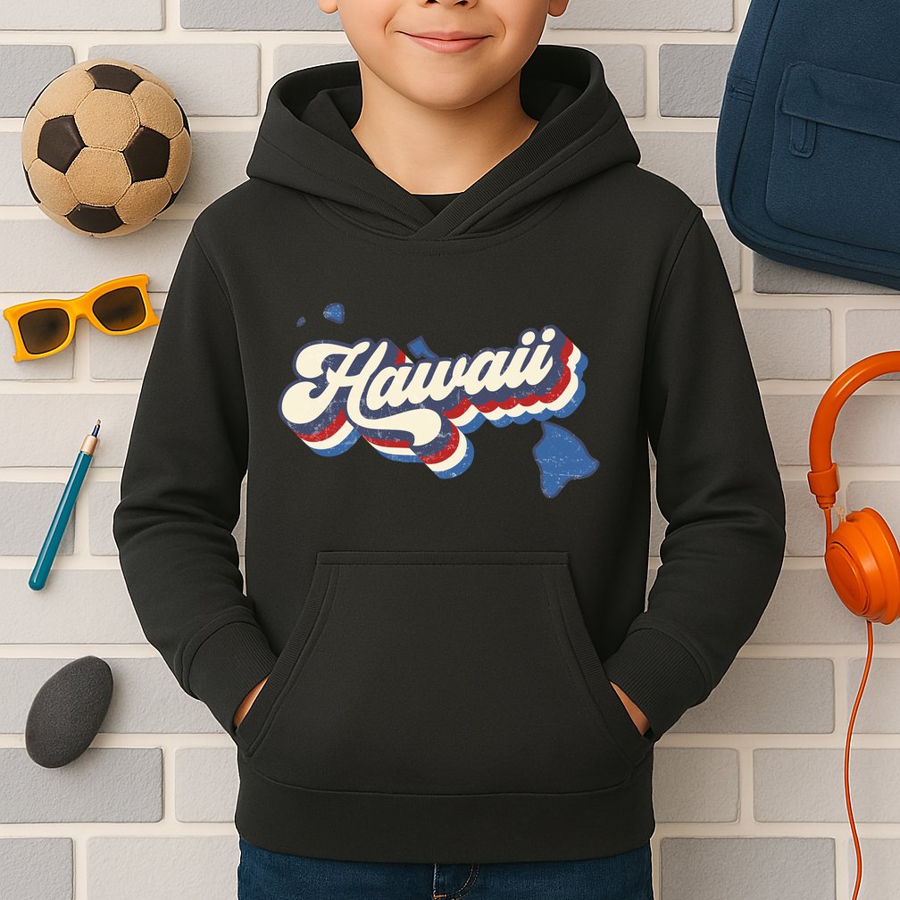 State Of Hawaii Retro Logo Kids Hoodie