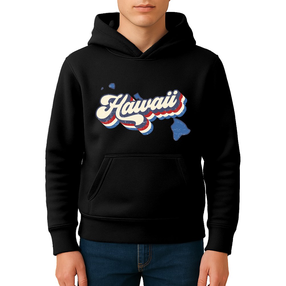 State Of Hawaii Retro Logo Kids Hoodie