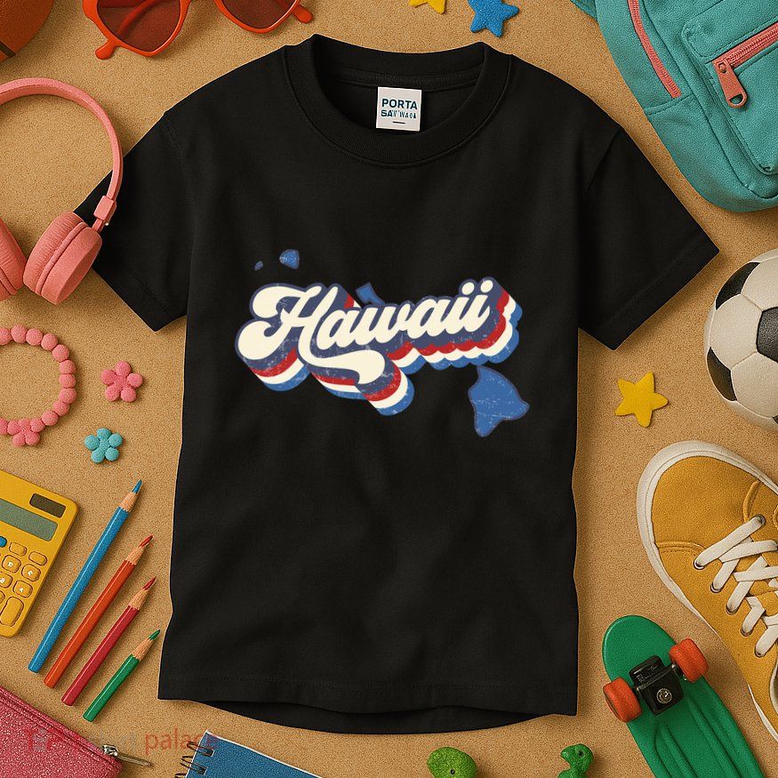 State Of Hawaii Retro Logo Kids T-Shirt