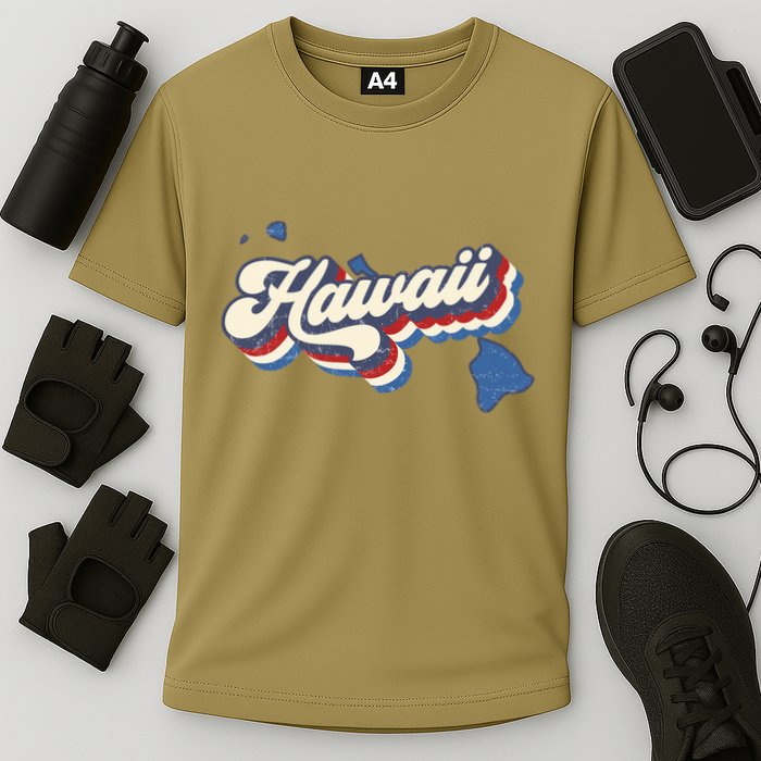 State Of Hawaii Retro Logo Cooling Performance Crew T-Shirt
