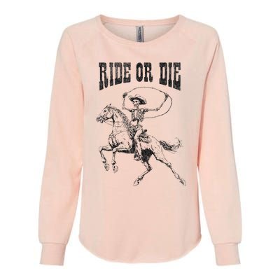 Skeleton On Horse Womens California Wash Sweatshirt