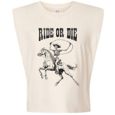 Skeleton On Horse Garment-Dyed Women's Muscle Tee