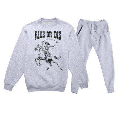 Skeleton On Horse Premium Crewneck Sweatsuit Set