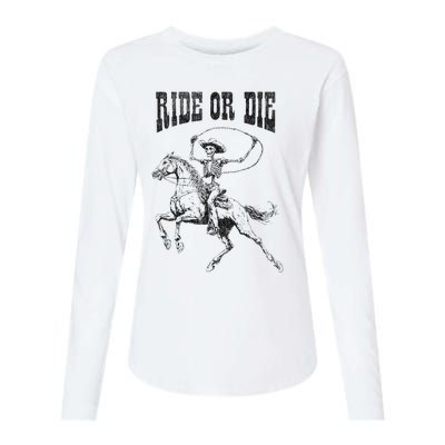 Skeleton On Horse Womens Cotton Relaxed Long Sleeve T-Shirt