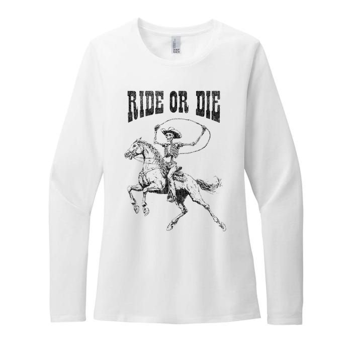 Skeleton On Horse Womens CVC Long Sleeve Shirt