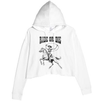 Skeleton On Horse Crop Fleece Hoodie