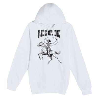 Skeleton On Horse Premium Pullover Hoodie