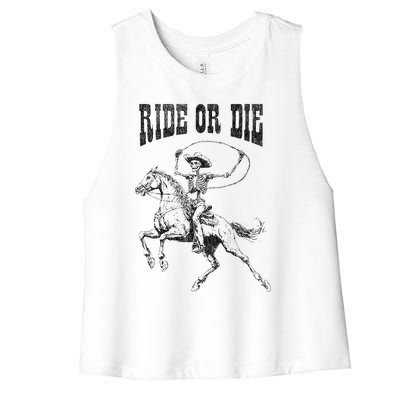 Skeleton On Horse Women's Racerback Cropped Tank