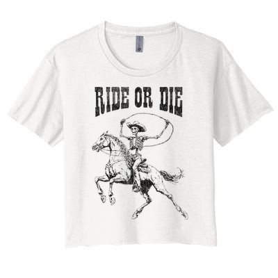 Skeleton On Horse Women's Crop Top Tee