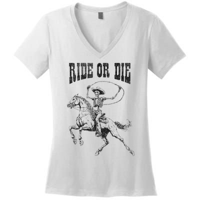 Skeleton On Horse Women's V-Neck T-Shirt