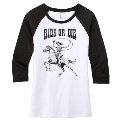 Skeleton On Horse Women's Tri-Blend 3/4-Sleeve Raglan Shirt