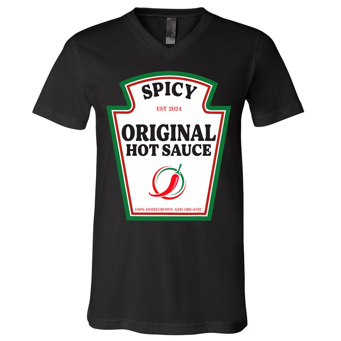 Spicy Original Hot Sauce Condiment Costume Party Matching V-Neck T-Shirt