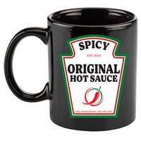 Spicy Original Hot Sauce Condiment Costume Party Matching 11oz C Handle Ceramic Mug
