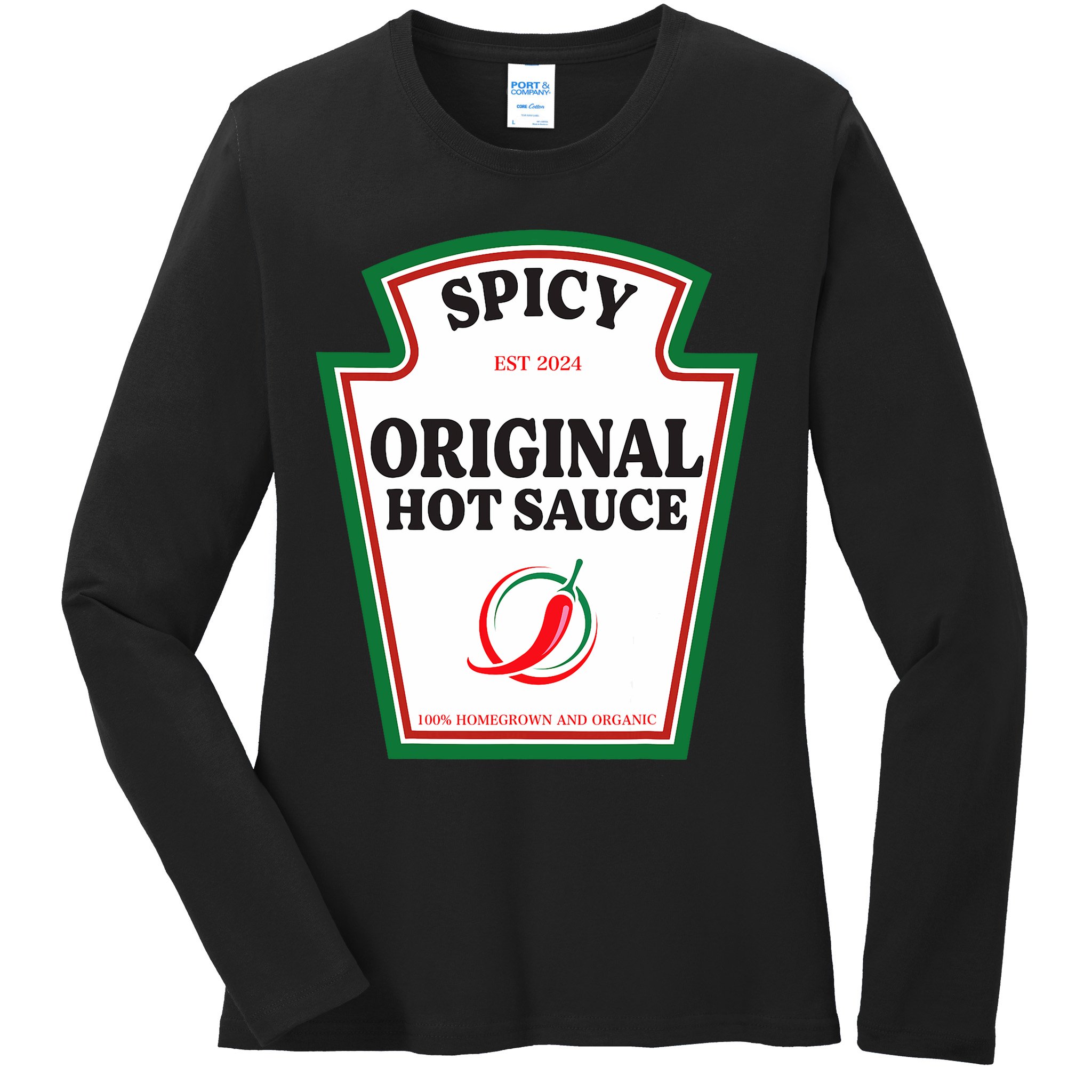 Spicy Original Hot Sauce Condiment Costume Party Matching Ladies Long Sleeve Shirt