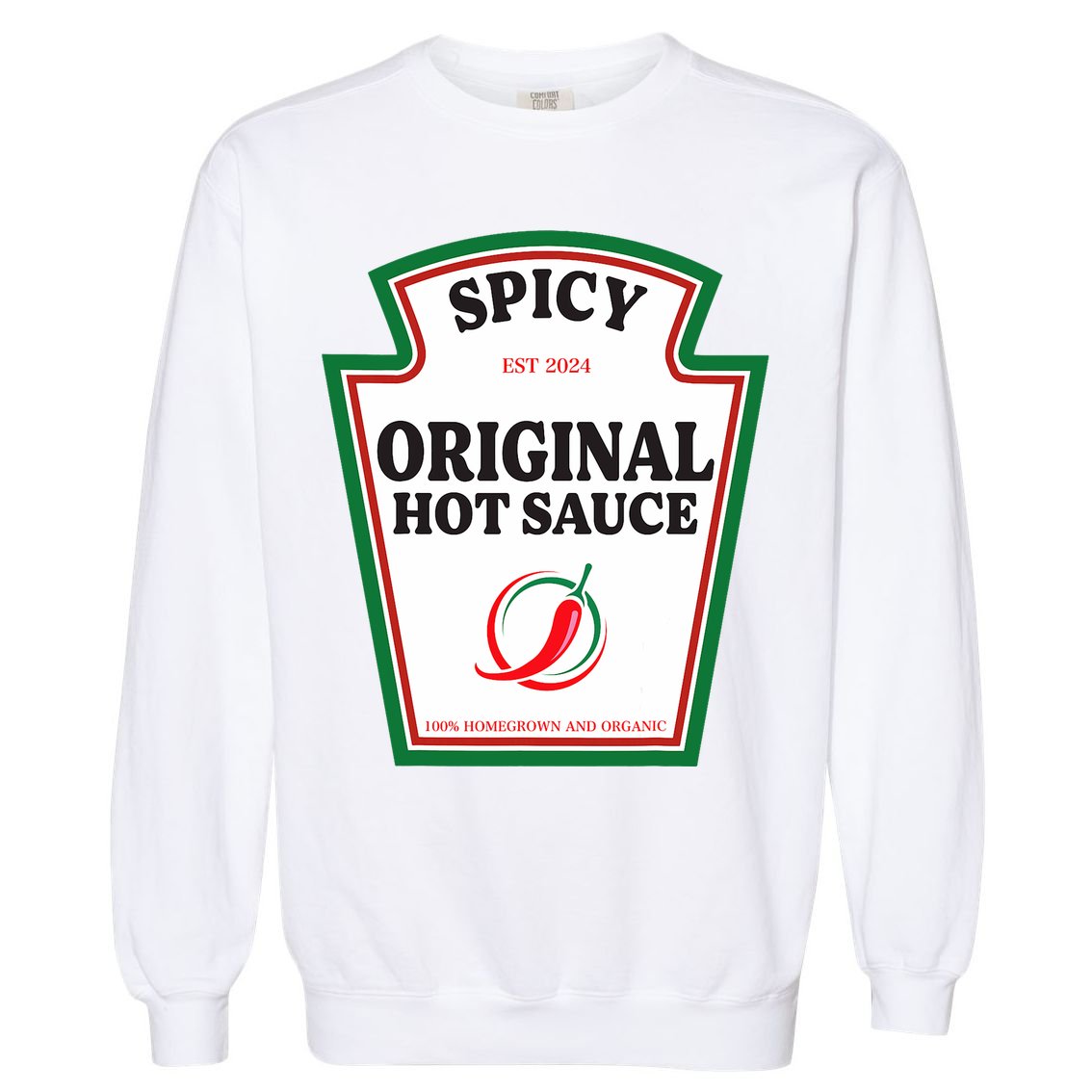 Spicy Original Hot Sauce Condiment Costume Party Matching Garment-Dyed Sweatshirt