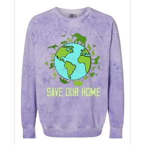 Save Our Home Animals Wildlife Conservation Earth Day 2024 Colorblast Crewneck Sweatshirt