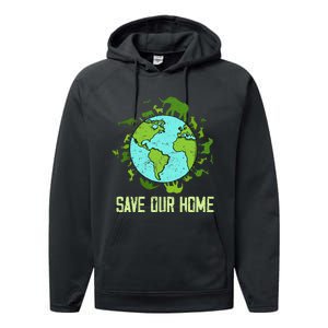 Save Our Home Animals Wildlife Conservation Earth Day 2024 Performance Fleece Hoodie