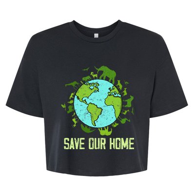 Save Our Home Animals Wildlife Conservation Earth Day 2024 Bella+Canvas Jersey Crop Tee