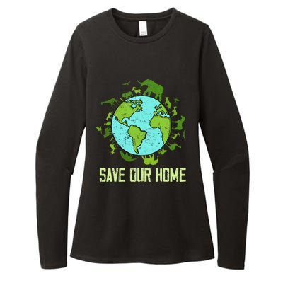 Save Our Home Animals Wildlife Conservation Earth Day 2024 Womens CVC Long Sleeve Shirt