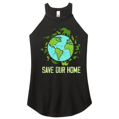 Save Our Home Animals Wildlife Conservation Earth Day 2024 Women’s Perfect Tri Rocker Tank