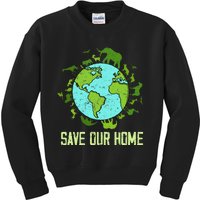 Save Our Home Animals Wildlife Conservation Earth Day 2024 Kids Sweatshirt