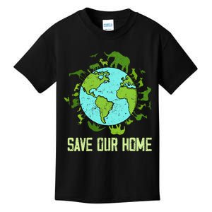 Save Our Home Animals Wildlife Conservation Earth Day 2024 Kids T-Shirt