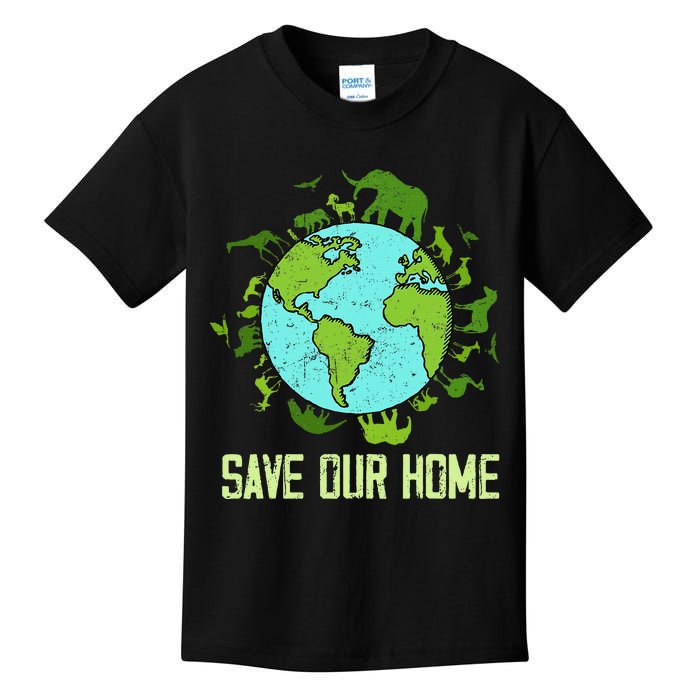 Save Our Home Animals Wildlife Conservation Earth Day 2024 Kids T-Shirt