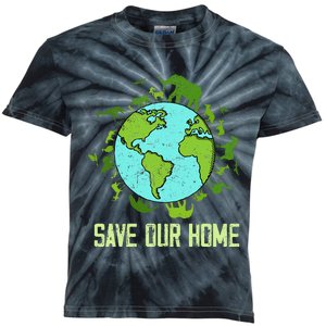 Save Our Home Animals Wildlife Conservation Earth Day 2024 Kids Tie-Dye T-Shirt