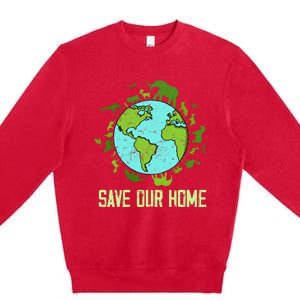 Save Our Home Animals Wildlife Conservation Earth Day 2024 Premium Crewneck Sweatshirt