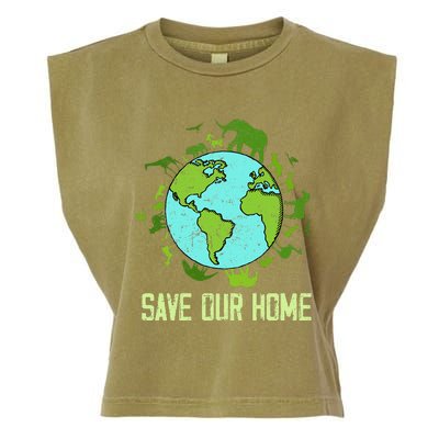 Save Our Home Animals Wildlife Conservation Earth Day 2024 Garment-Dyed Women's Muscle Tee