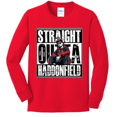 Straight Outta Haddonfield Michael Halloween Horror Character Kids Long Sleeve Shirt