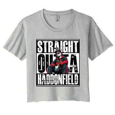 Straight Outta Haddonfield Michael Halloween Horror Character Women's Crop Top Tee