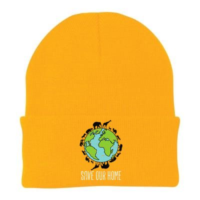 Save Our Home Animals Wildlife Conservation Earth Day Gift Knit Cap Winter Beanie